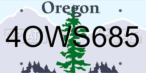 4OWS685 Oregon License Plate