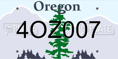 4OZ007 Oregon License Plate