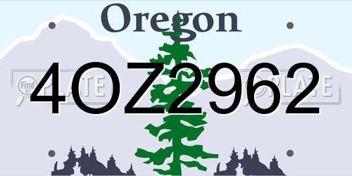 4OZ2962 Oregon License Plate