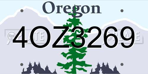 4OZ3269 Oregon License Plate