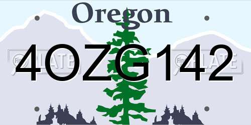 4OZG142 Oregon License Plate