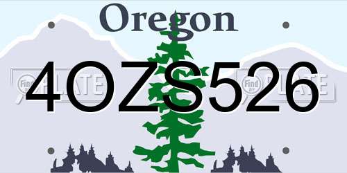 4OZS526 Oregon License Plate