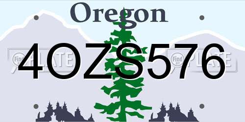 4OZS576 Oregon License Plate