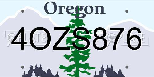 4OZS876 Oregon License Plate