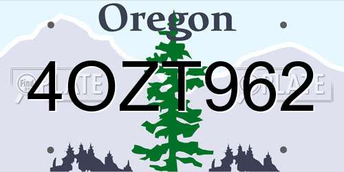 4OZT962 Oregon License Plate