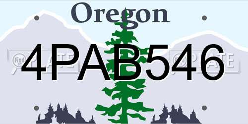4PAB546 Oregon License Plate