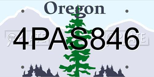 4PAS846 Oregon License Plate