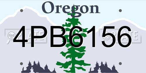 4PB6156 Oregon License Plate