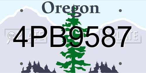 4PB9587 Oregon License Plate