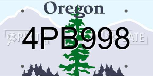 4PB998 Oregon License Plate