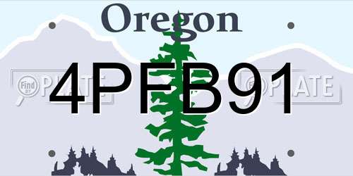 4PFB91 Oregon License Plate