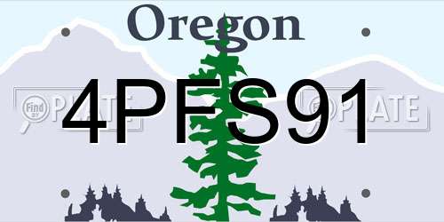 4PFS91 Oregon License Plate