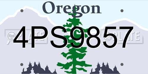 4PS9857 Oregon License Plate