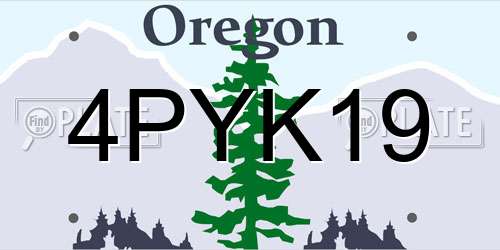 4PYK19 Oregon License Plate
