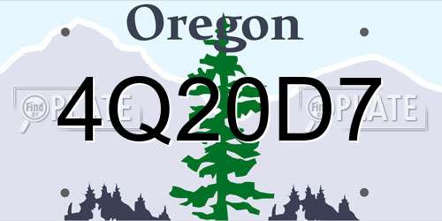 4Q20D7 Oregon License Plate