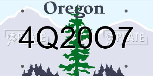 4Q20O7 Oregon License Plate