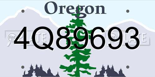 4Q89693 Oregon License Plate