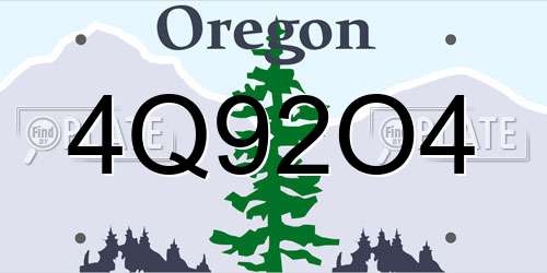 4Q92O4 Oregon License Plate