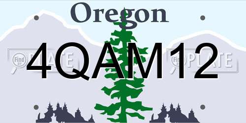 4QAM12 Oregon License Plate