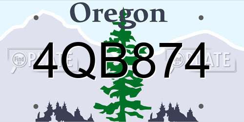 4QB874 Oregon License Plate