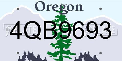 4QB9693 Oregon License Plate
