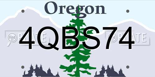 4QBS74 Oregon License Plate
