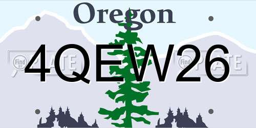 4QEW26 Oregon License Plate