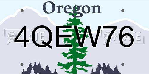 4QEW76 Oregon License Plate