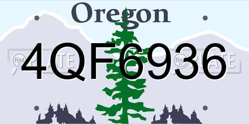 4QF6936 Oregon License Plate