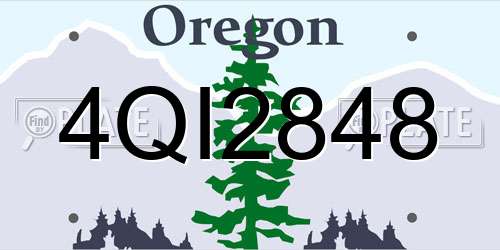4QI2848 Oregon License Plate
