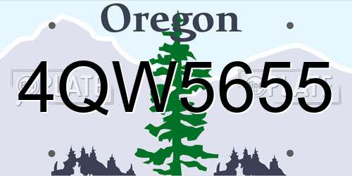 4QW5655 Oregon License Plate