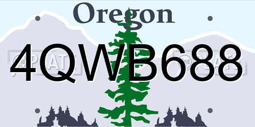 4QWB688 Oregon License Plate