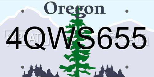 4QWS655 Oregon License Plate