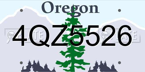 4QZ5526 Oregon License Plate
