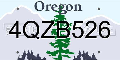 4QZB526 Oregon License Plate