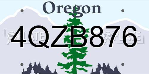 4QZB876 Oregon License Plate