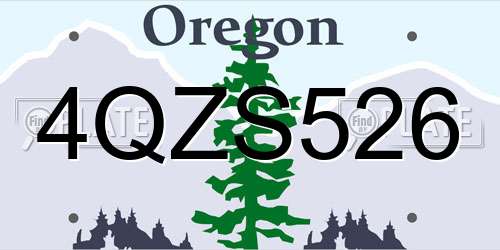 4QZS526 Oregon License Plate