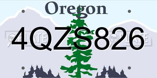 4QZS826 Oregon License Plate