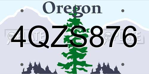 4QZS876 Oregon License Plate