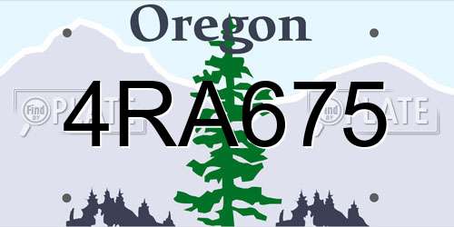 4RA675 Oregon License Plate