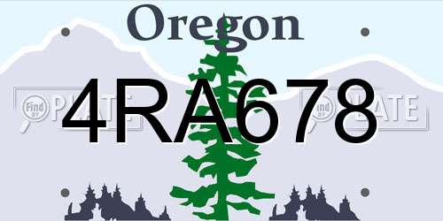 4RA678 Oregon License Plate