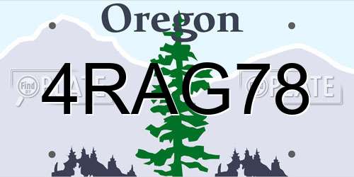 4RAG78 Oregon License Plate