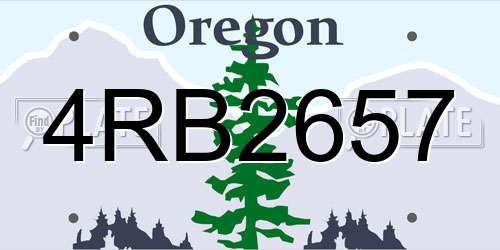 4RB2657 Oregon License Plate