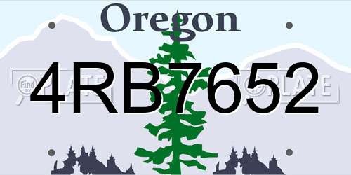 4RB7652 Oregon License Plate