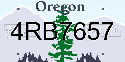 4RB7657 Oregon License Plate