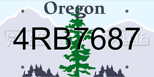4RB7687 Oregon License Plate