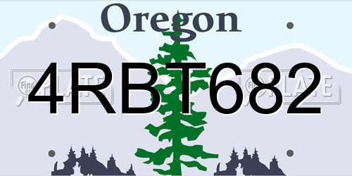 4RBT682 Oregon License Plate