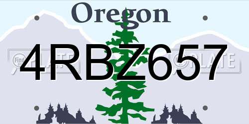 4RBZ657 Oregon License Plate