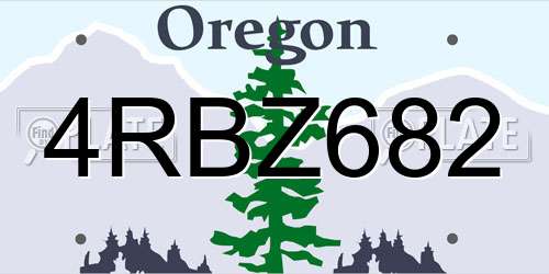 4RBZ682 Oregon License Plate