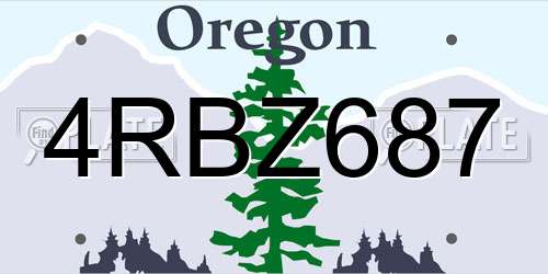 4RBZ687 Oregon License Plate